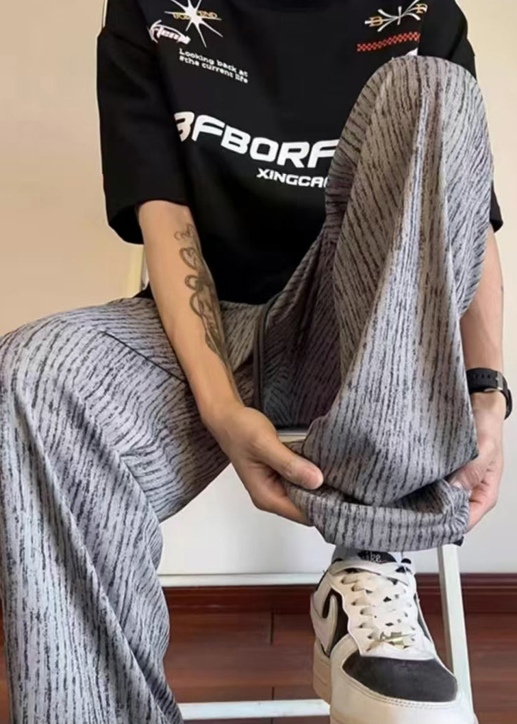Pantalon en coton gris unique, surdimensionné, vêtements décontractés pour hommes