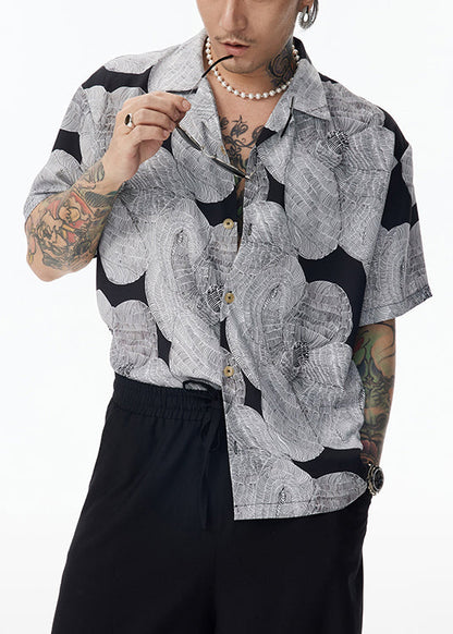 Peter Cotton Pan Design Graues Hemd mit Originalkragen Unikat Herren