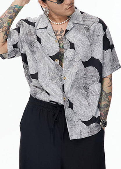 Peter Cotton Pan Design Graues Hemd mit Originalkragen Unikat Herren