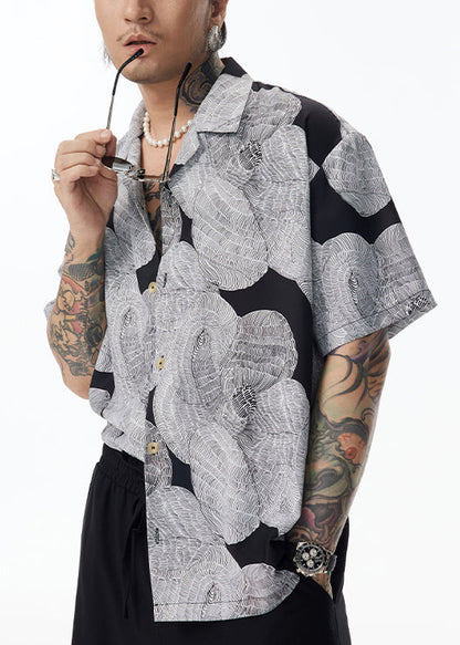 Peter Cotton Pan Design Graues Hemd mit Originalkragen Unikat Herren