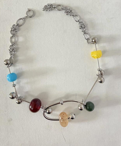 Einzigartige Halskette mit Regenbogen-Anhänger aus Edelstahl und Acryllegierung YR017