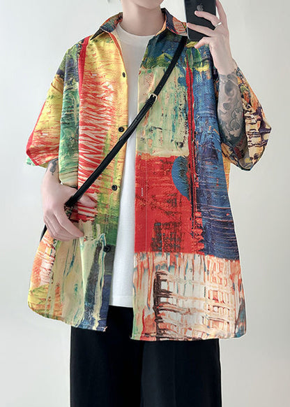 Chemises d'été originales en coton à boutons pour hommes, design rouge