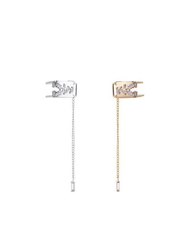 Zircon Earrings Copper Tassel Drop Unique Overgild Silk