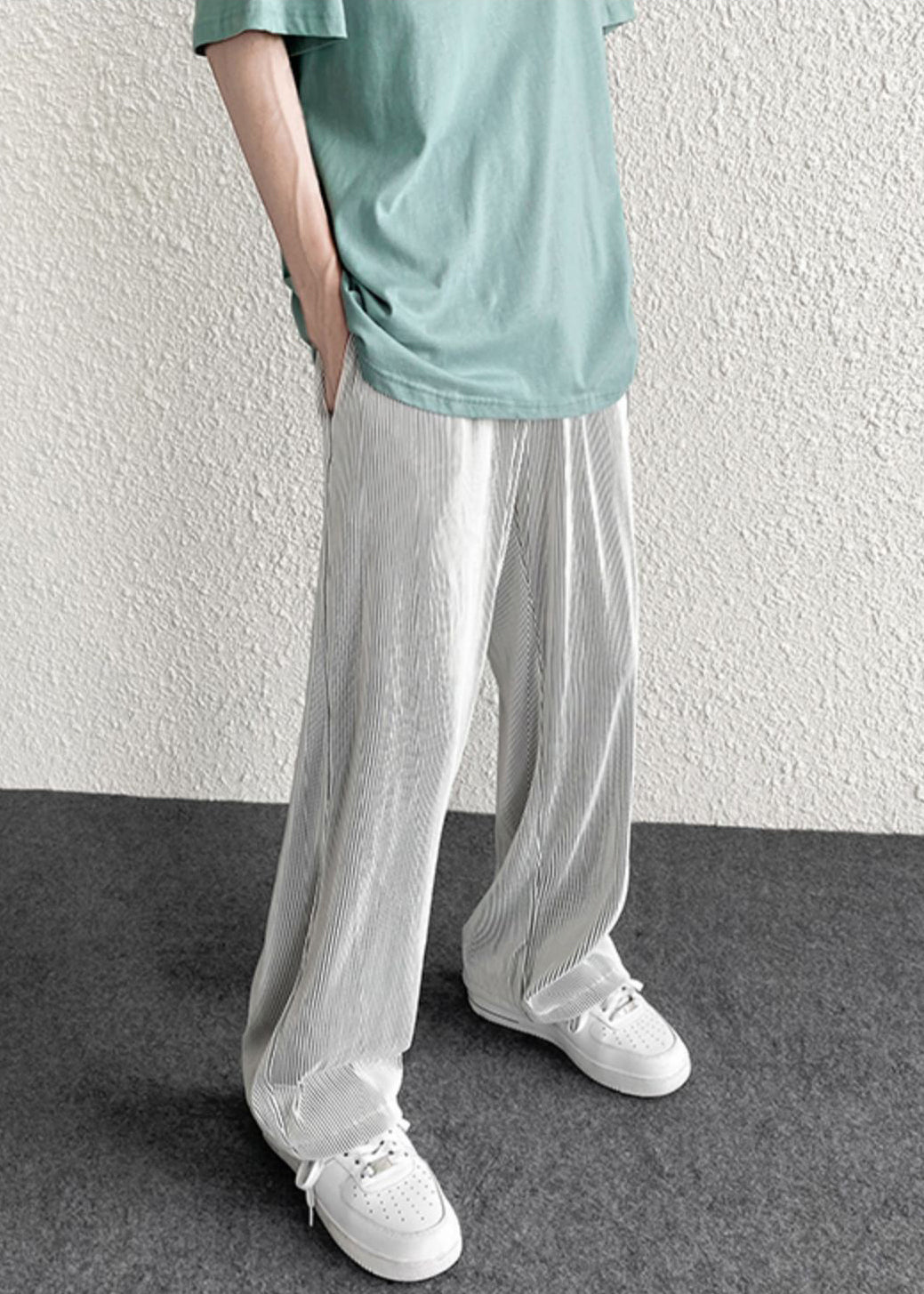 Pantalon à rayures surdimensionné argenté pour homme