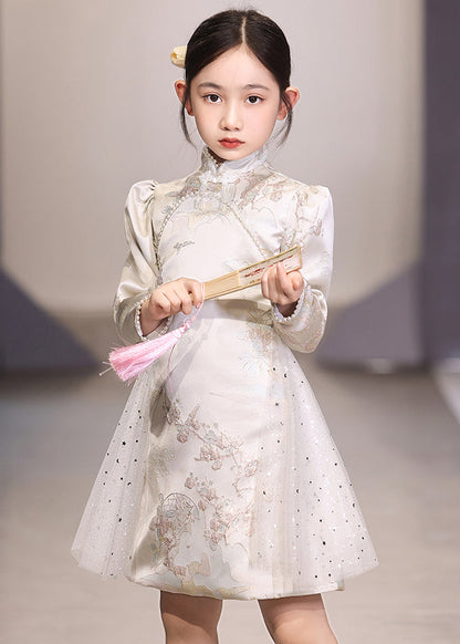 Tulle Long Brodé Blanc Unique Patchwork Vacances Filles