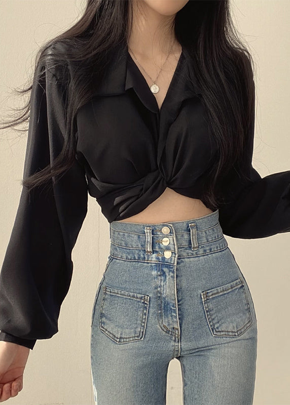 Chemises à col lanterne uni et manches Peter Pan Unique blanches