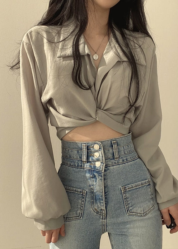 Chemises à col lanterne uni et manches Peter Pan Unique blanches