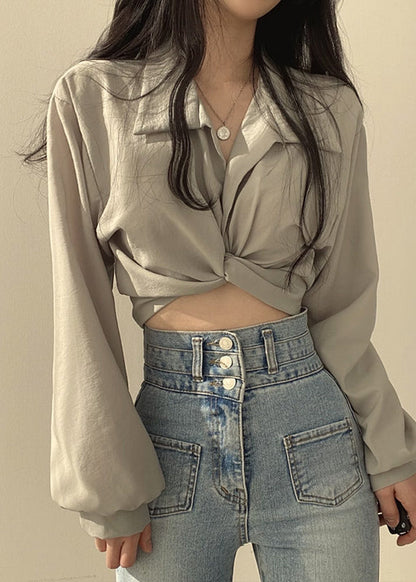 Chemises à col lanterne uni et manches Peter Pan Unique blanches