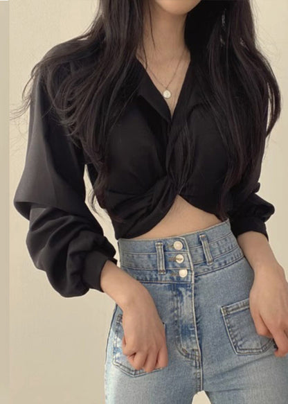 Chemises à col lanterne uni et manches Peter Pan Unique blanches