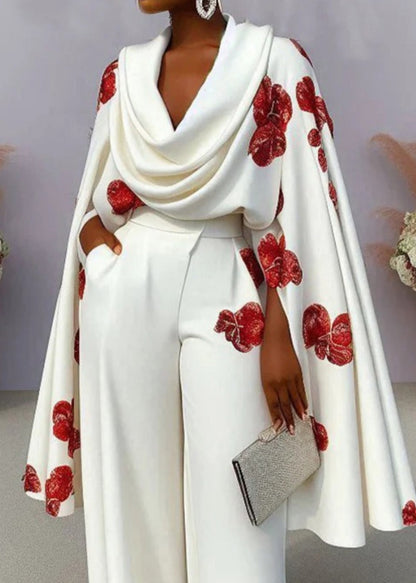 Hauts uniques à col blanc et manches cape tortue en coton imprimé