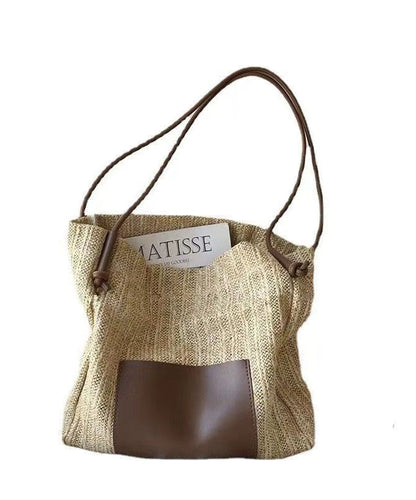 Sac à bandoulière tissé en paille de grande capacité de style vacances GG088