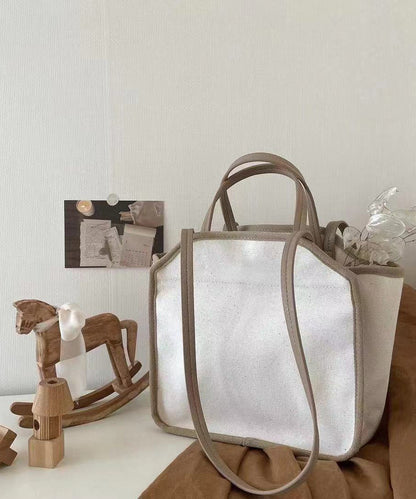 Sac à main fourre-tout polyvalent en toile beige de grande capacité HJ1041