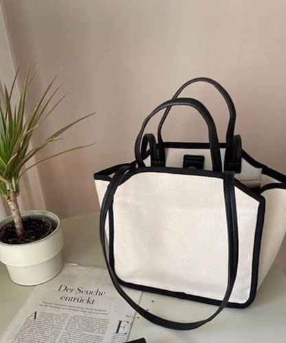 Sac à main fourre-tout polyvalent en toile beige de grande capacité HJ1041