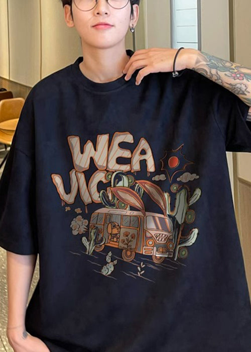 Grünes Vintage-Shirt Faux Half Neck O Männer T Army Wildlederdruck