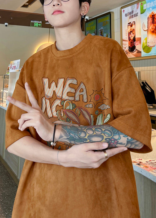 Grünes Vintage-Shirt Faux Half Neck O Männer T Army Wildlederdruck