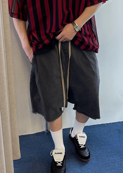 Short élastique bleu avec poches, taille vintage en denim pour homme