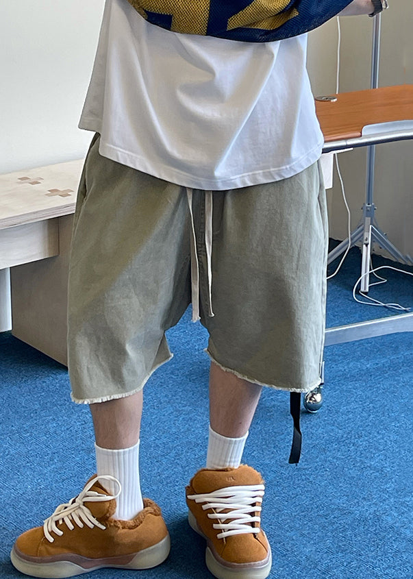 Short élastique bleu avec poches, taille vintage en denim pour homme