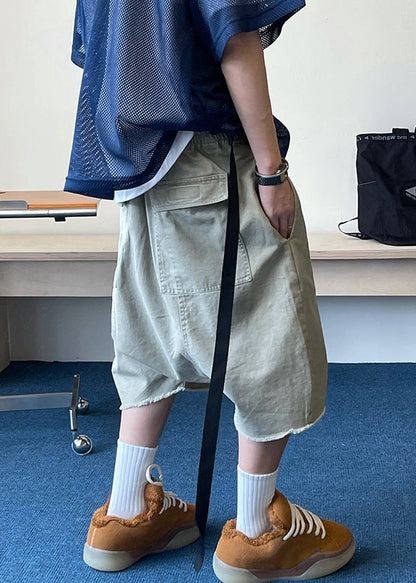 Short élastique bleu avec poches, taille vintage en denim pour homme