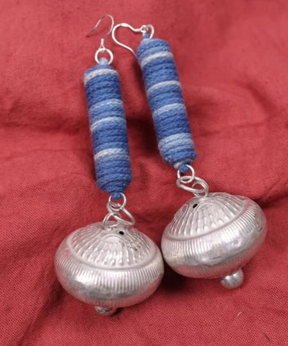 Small Blue Bell Sterling Tie Drop Dye Vintage Cylinder Silver