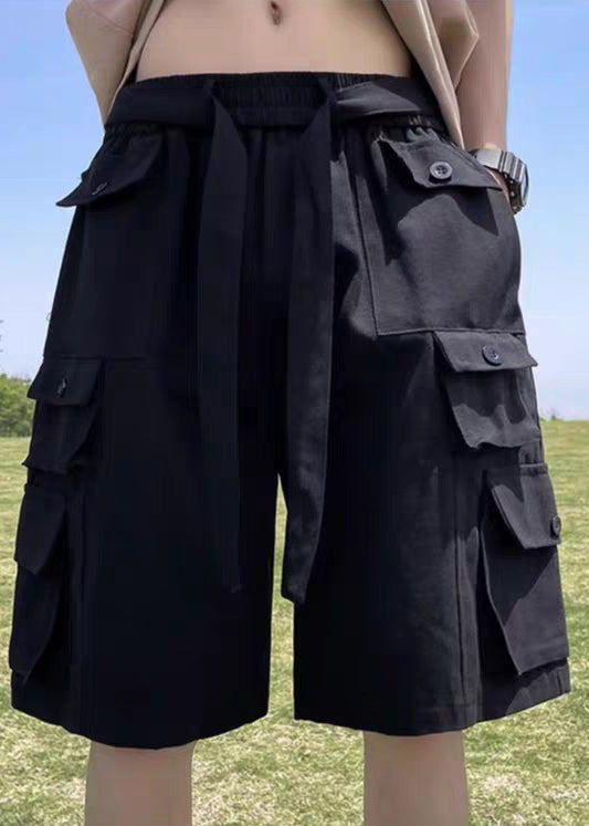 Baumwolle Shorts Taille Sommer Vintage Taschen Braun Herren