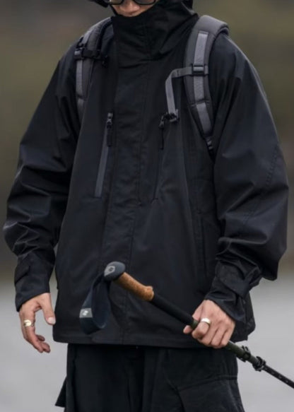 Zippered Mens Brown Spring Oversized Pockets Cotton Coats Vintage