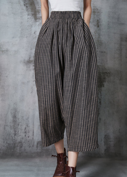 Vintage Dull Grey Oversized Striped Linen Harem Pants Summer AL1003