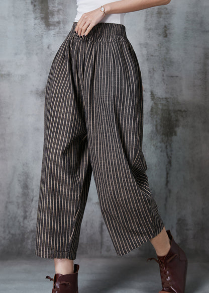Vintage Dull Grey Oversized Striped Linen Harem Pants Summer AL1003