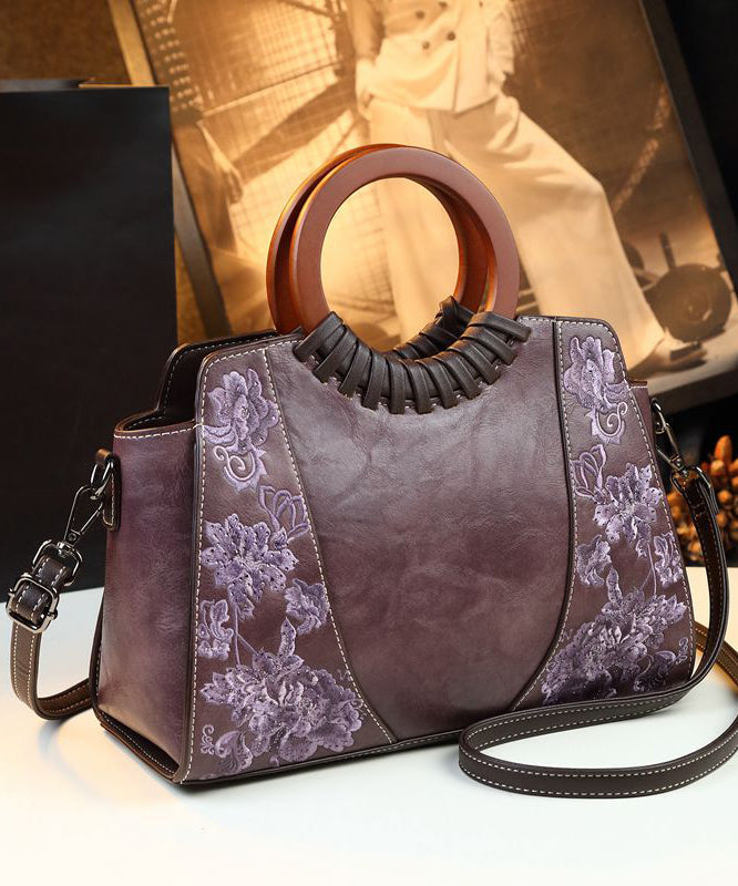 Vintage Embroidery Zircon Faux Leather Tote Handbag YX004