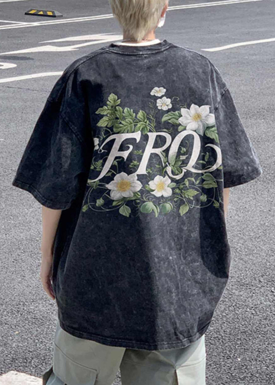 Chemises kaki en coton à manches courtes et imprimé vintage pour homme