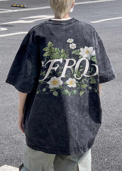 Chemises kaki en coton à manches courtes et imprimé vintage pour homme