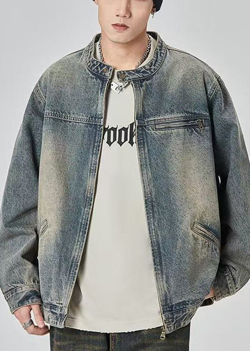 Mantel Up Denim Zip Vintage Männer Farbe Foto Frühling TC045 Taschen
