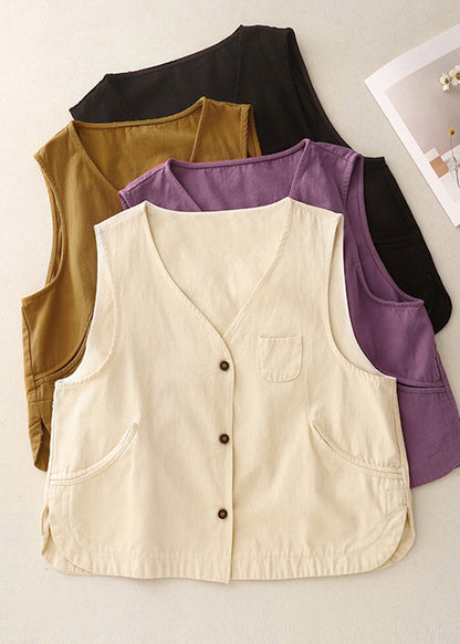Purple Oversized Vintage Cotton Vest Spring