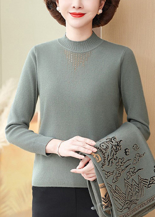 Ensemble deux pièces vintage rouge à col montant et pompons en tricot, printemps TQ009