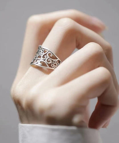 Bagues creuses vintage en argent sterling et soie YI046