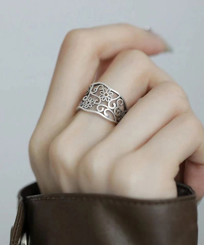 Bagues creuses vintage en argent sterling et soie YI046