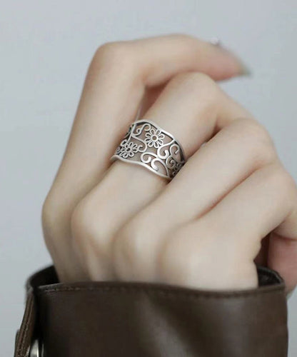 Bagues creuses vintage en argent sterling et soie YI046