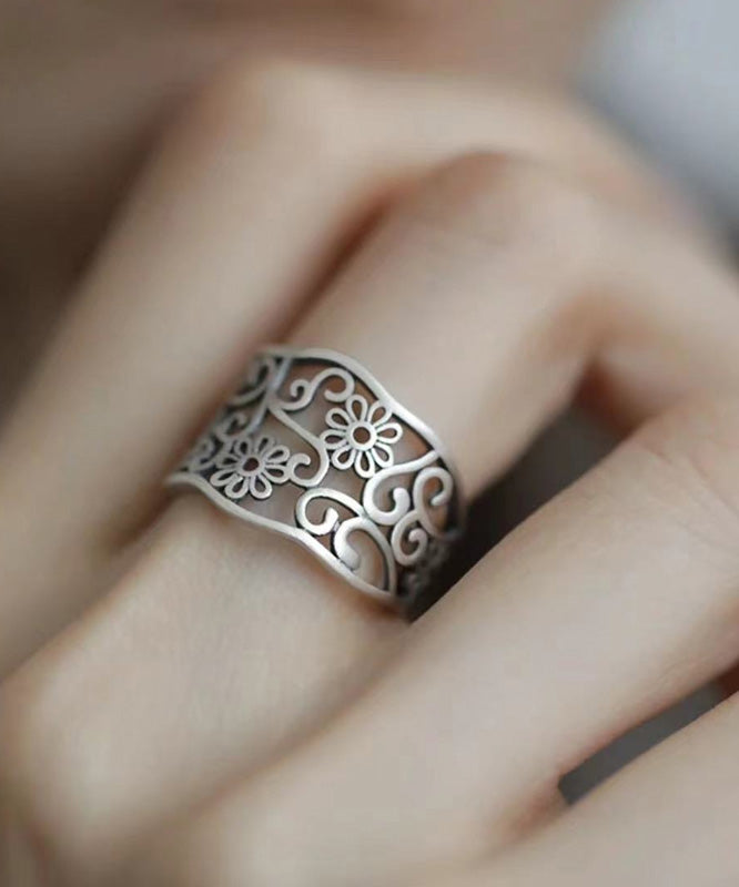 Bagues creuses vintage en argent sterling et soie YI046