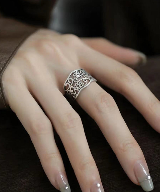 Bagues creuses vintage en argent sterling et soie YI046