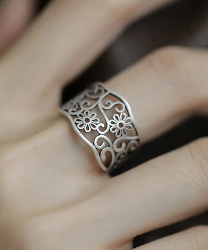 Bagues creuses vintage en argent sterling et soie YI046