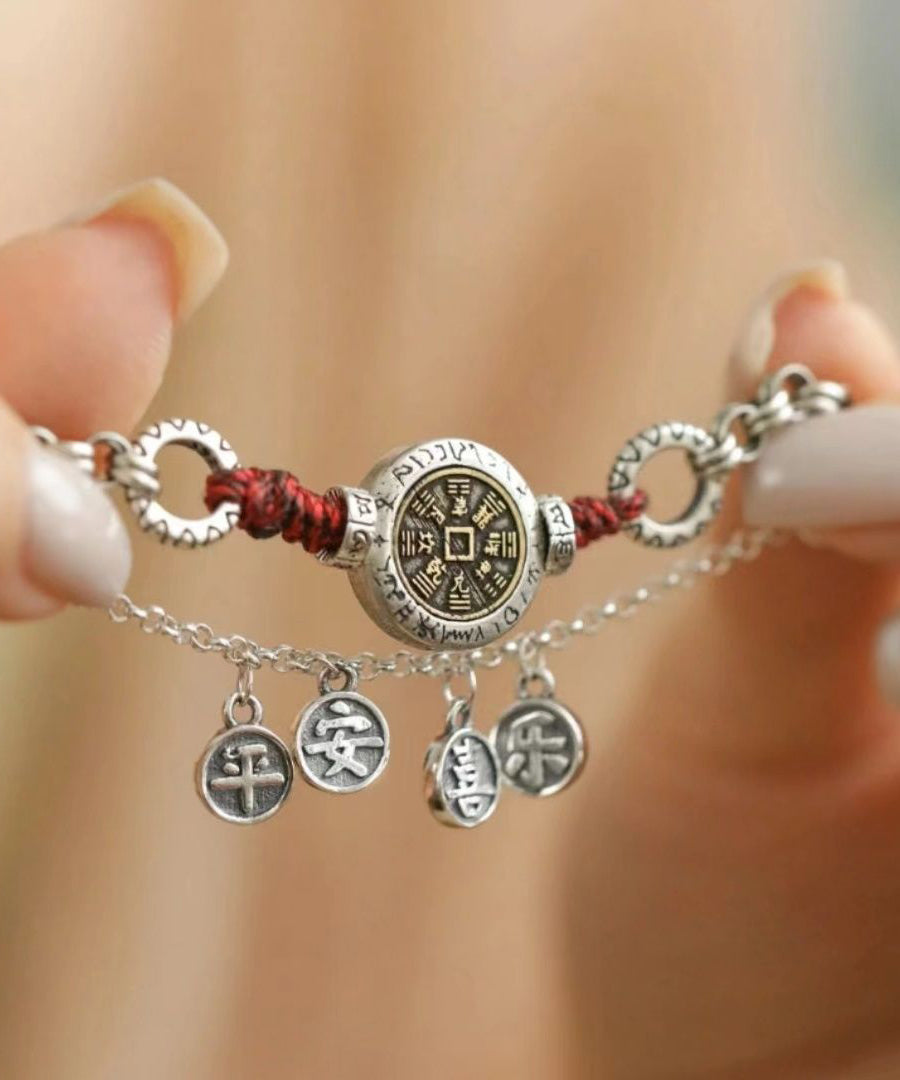 Silber Vintage Armband Quaste Sterling Knöchel Seide