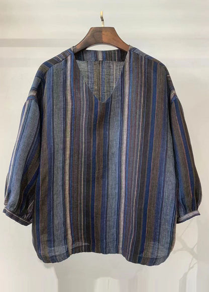 Linen Sleeve Oversized Tops Vintage White Bracelet Shirt