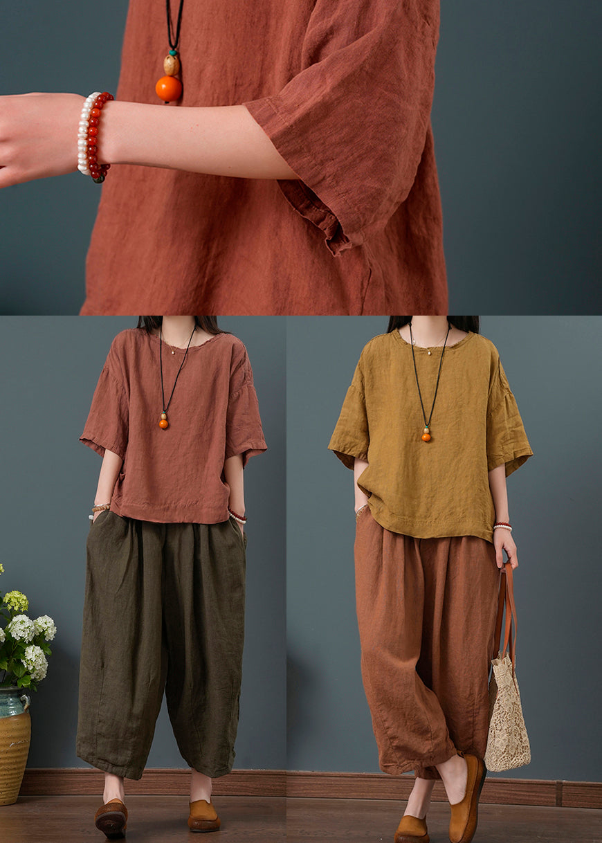 Two Linen Summer Pieces Vintage Yellow Oversized Set