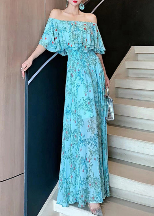 Chiffon-Ausschnitt Vogue Kleider Slash Blau Sommerurlaub