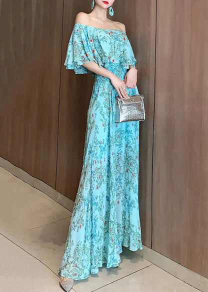 Chiffon-Ausschnitt Vogue Kleider Slash Blau Sommerurlaub