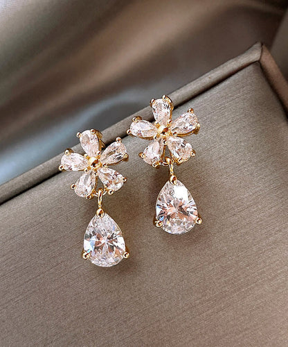 Boucles d'oreilles pendantes en forme de goutte d'eau avec zircons surdorés en cuivre Vogue WH034