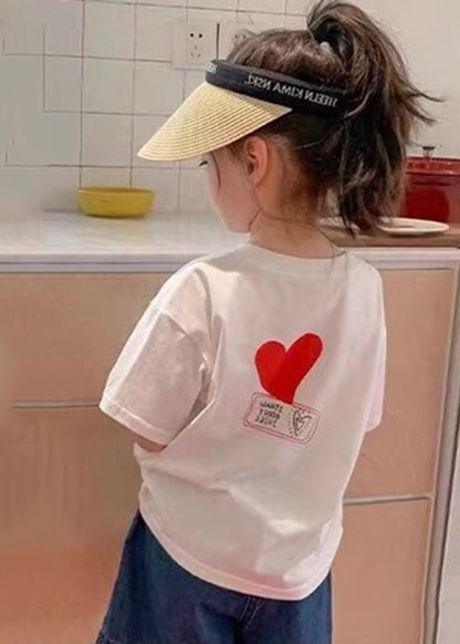 T-shirt à manches courtes pour enfant Vogue blanc imprimé patchwork YU1080