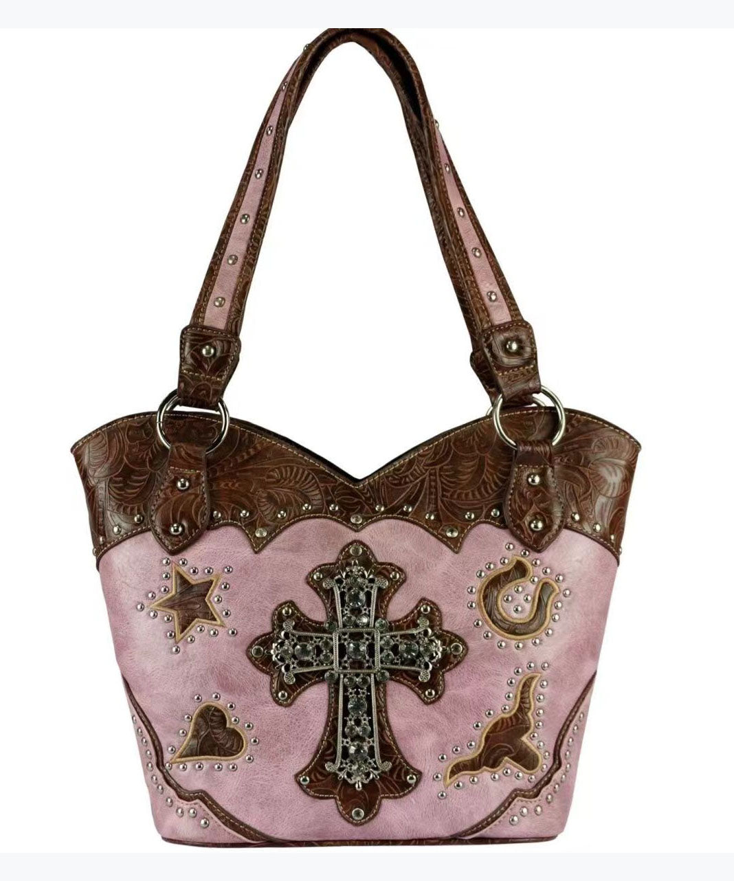 Western Style Hardware Diamond Cross Satchel Bag Handbag GG085