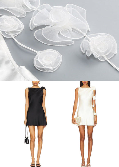 Seide Sommer Weißes Kleid Party Reißverschluss Rückenfrei