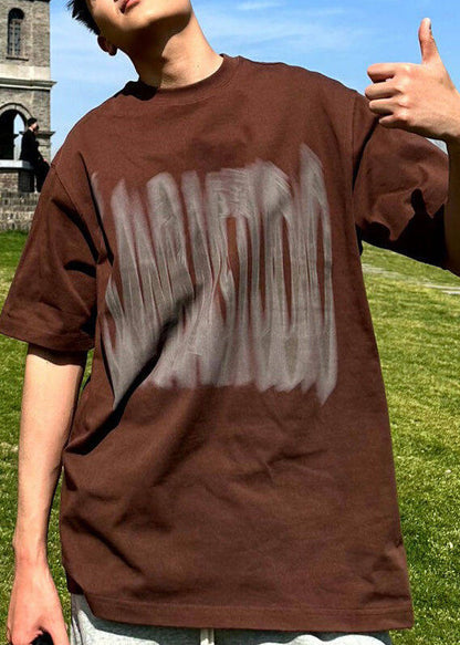 Letter O Cotton Men Summer White Neck Shirts T