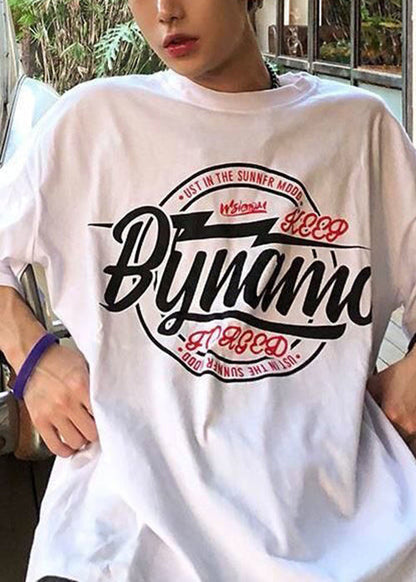 Chemise d'été en coton pour homme, motif lettre O, col blanc, confortable